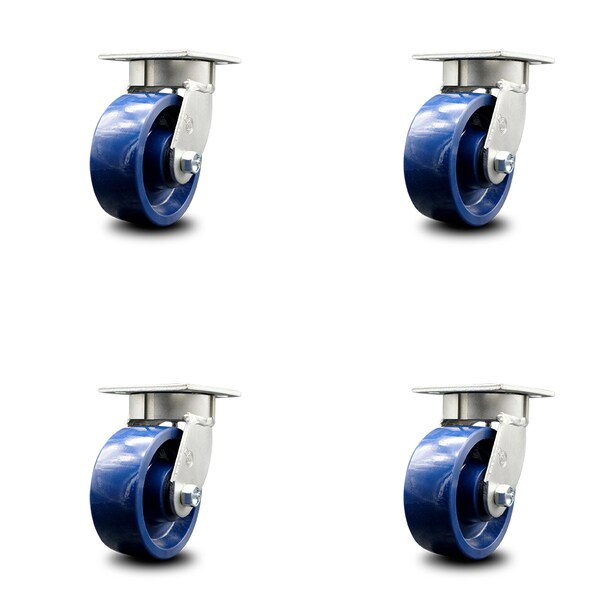 Service Caster 5 Inch Kingpinless Solid Poly Wheel Swivel Top Plate Caster SCC, 4PK SCC-KP30S520-SPUR-4 - main